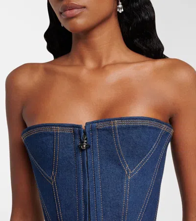 Vivienne Westwood Corset Bustier Top With Visible Stitching In Blue