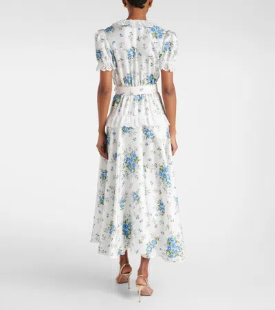 缎布与马德拉刺绣加长连衣裙