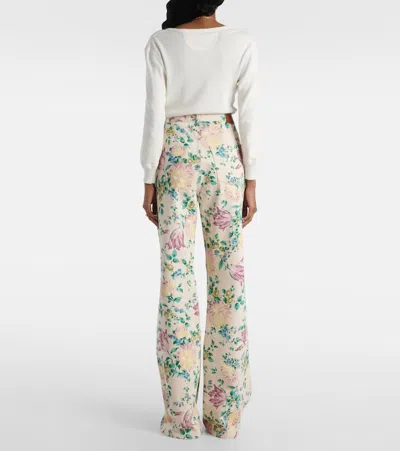 Chloé Women Flare Denim Jeans With All-over Flowers Print In Multi