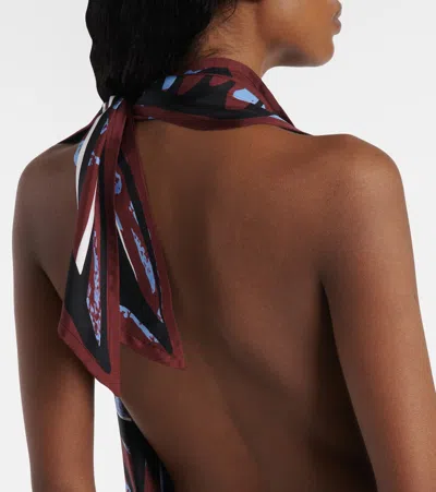 Bottega Veneta Women Multicolor Top With Asymmetric Design And All-over Printed Motif In Silk Woman In Brown