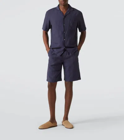 Thom Sweeney Hemd Aus Leinen In Purple