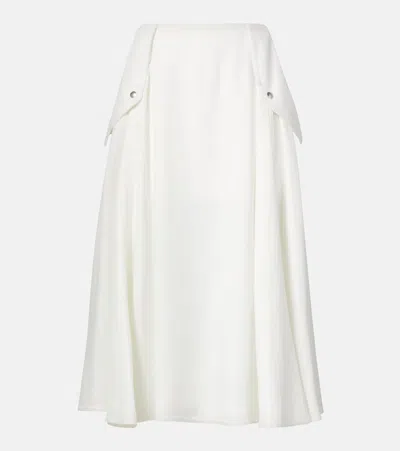 Bottega Veneta Flared High Waist Skirt With Metal Button In White