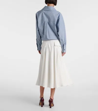 Bottega Veneta Flared High Waist Skirt With Metal Button In White