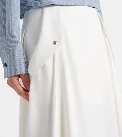 Bottega Veneta Flared High Waist Skirt With Metal Button In White