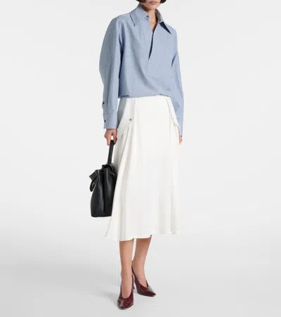 Bottega Veneta Flared High Waist Skirt With Metal Button In White
