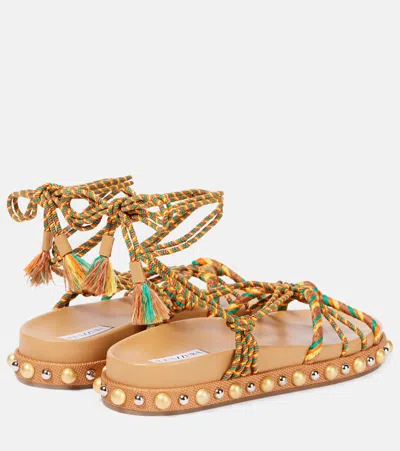Aquazzura Exotic Rope Tassel Sandals In Multicolor