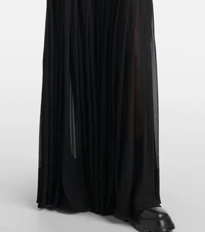 Burberry Bar Pleated Maxi Skirt With Belt In Black