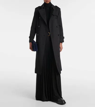 Burberry Bar Pleated Maxi Skirt With Belt In Black