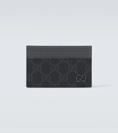 Gucci Mini Coated Canvas Card Holder In Gray