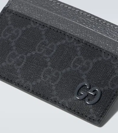 Gucci Mini Coated Canvas Card Holder In Gray