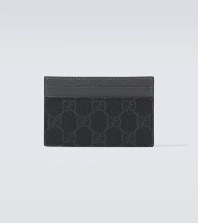Gucci Mini Coated Canvas Card Holder In Gray