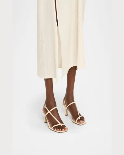 Aeyde Off-white Elise Leather Toe-post Heeled Sandals In Pink