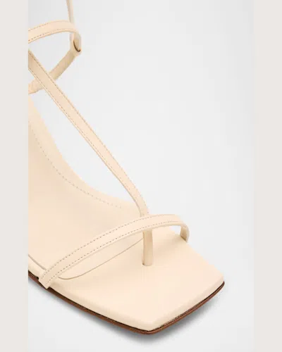 Aeyde Off-white Elise Leather Toe-post Heeled Sandals In Pink