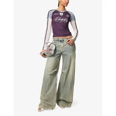 Jaded London Womens Triple Layered Football Jersey Top Blue In Purple