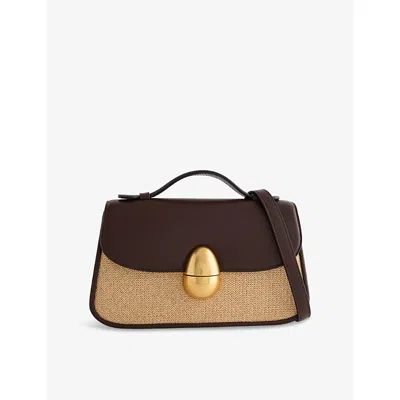 Neous Womens Phoenix 1.0 Leather And Raffia Cross-body Bag Dark Chocolate