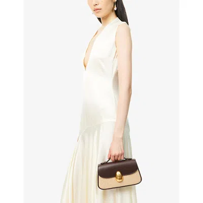 Neous Womens Phoenix 1.0 Leather And Raffia Cross-body Bag Dark Chocolate