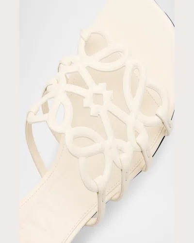 Loewe Petal Anagram Leather Caged Mule Sandals In Gray