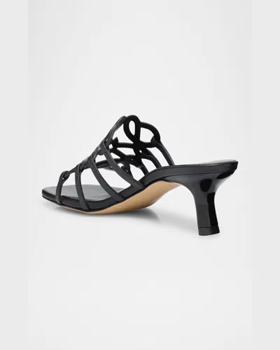 Loewe Petal Anagram Leather Caged Mule Sandals In Gray