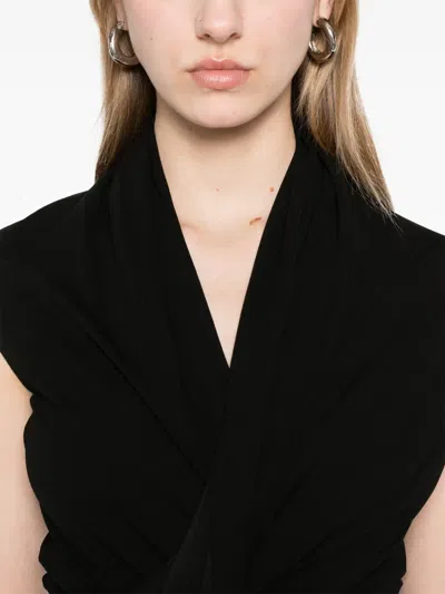 Balenciaga Draped Sleeveless Asymmetric Midi Dress In Black