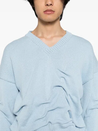 Achilles Ion Gabriel Blue Rollover Cotton Knit Sweater In Aig Blue