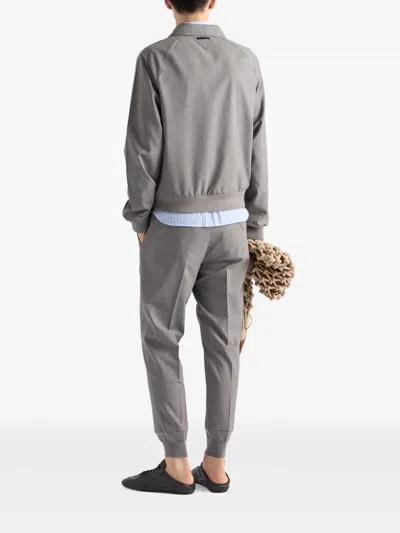 Prada Tailored Grey Coat With High Collar In Gray