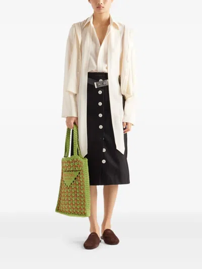 Prada Flared Midi Cotton Drill Skirt