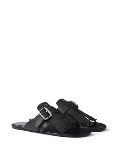 Prada Shuffle Leather Thong Sandals