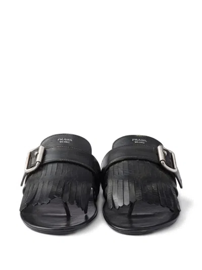 Prada Shuffle Leather Thong Sandals