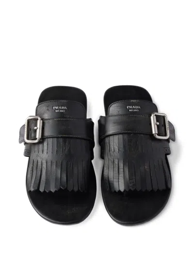 Prada Shuffle Leather Thong Sandals