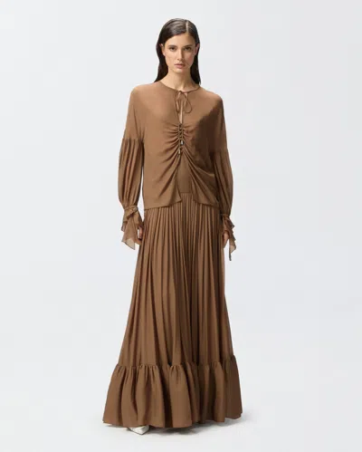 Pinko Flowing Blouse With Gathering And Cuff Ruffles