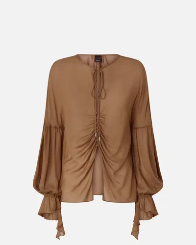 Pinko Flowing Blouse With Gathering And Cuff Ruffles
