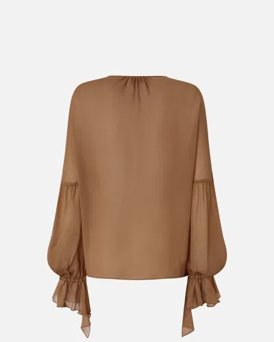 Pinko Flowing Blouse With Gathering And Cuff Ruffles