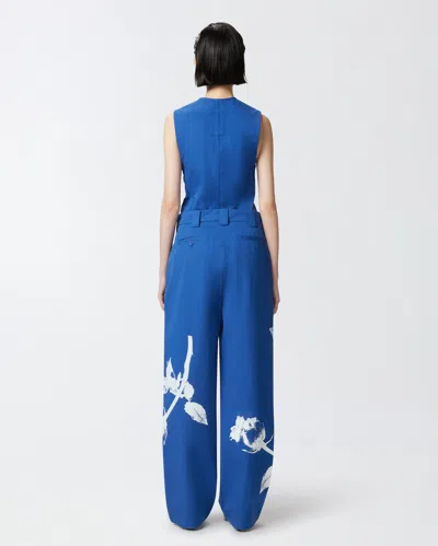 Pinko Reimagine By  X Patrick Mcdowell Blue Trousers With Crossover And Rose Print