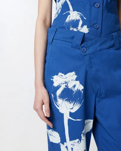 Pinko Reimagine By  X Patrick Mcdowell Blue Trousers With Crossover And Rose Print