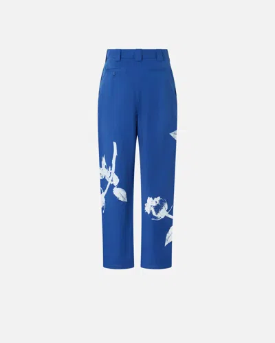 Pinko Reimagine By  X Patrick Mcdowell Blue Trousers With Crossover And Rose Print
