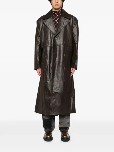 Achilles Ion Gabriel Leather Coat In Brown