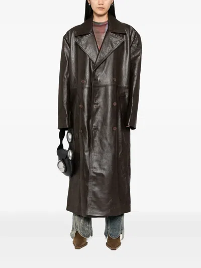 Achilles Ion Gabriel Leather Coat In Brown