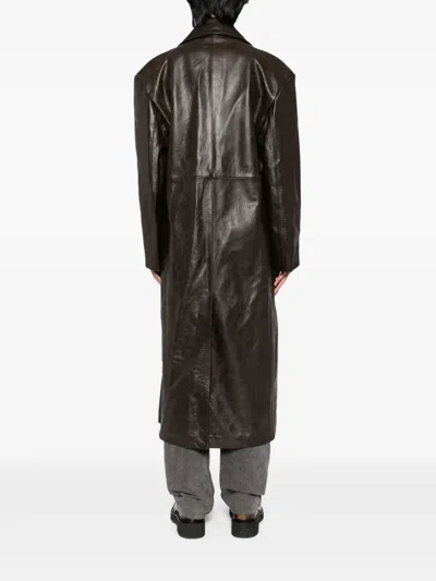Achilles Ion Gabriel Leather Coat In Brown
