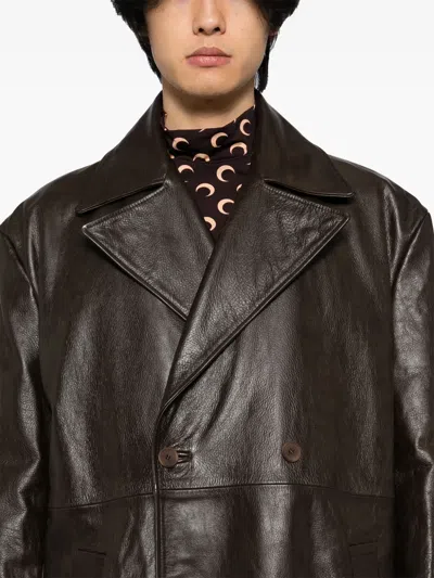 Achilles Ion Gabriel Leather Coat In Brown