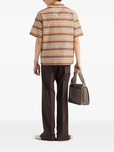 Prada Camicia In Misto Cotone Ricamato Uomo In Multi