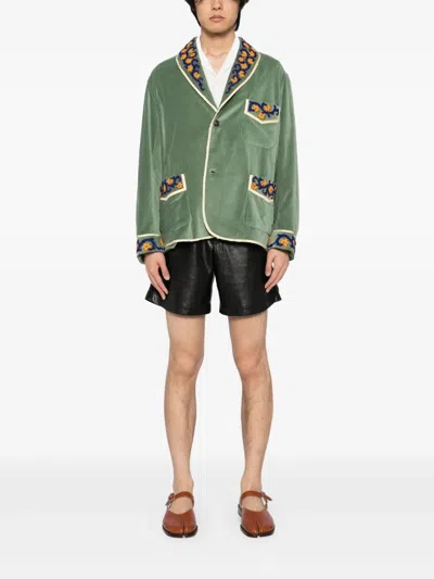 Bode Oberon Floral Jacket In Green