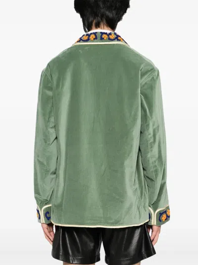 Bode Oberon Floral Jacket In Green