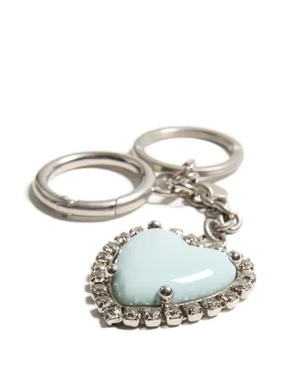 Valentino Coeur Hyperbole Bag Charm With Keychain In Metallic