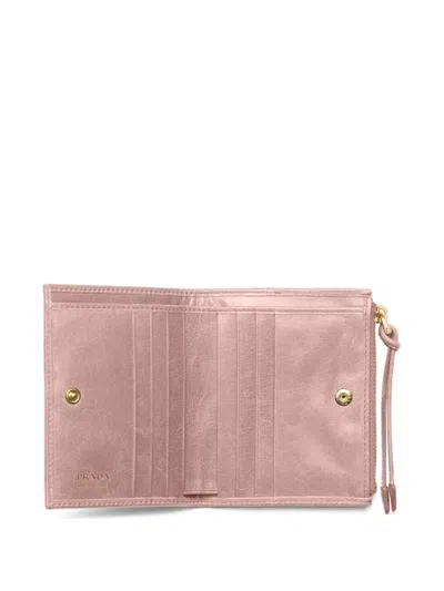 Prada Small Leather Wallet In Pink