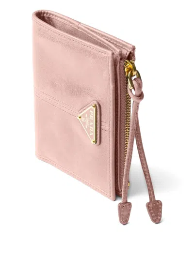 Prada Small Leather Wallet In Pink