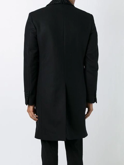 Shop Fendi Lamb Fur Lapel Coat In Black