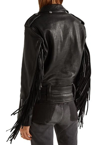 Shop Golden Goose Chiodo Faux Fur-lined Leather Biker Jacket