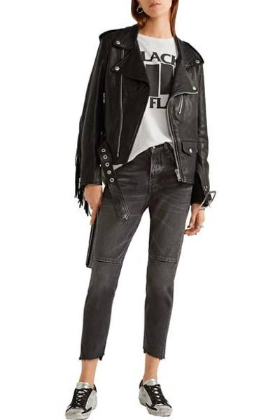 Shop Golden Goose Chiodo Faux Fur-lined Leather Biker Jacket