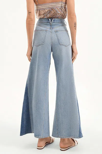 Veronica Beard Vicki Patchwork Wide-leg Jean In Wanderer Undone In Blue