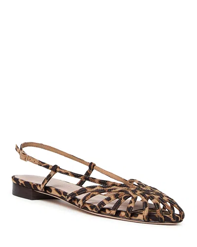 Loeffler Randall Devon Lattice Leopard Leather Slingback Sandals In Brown
